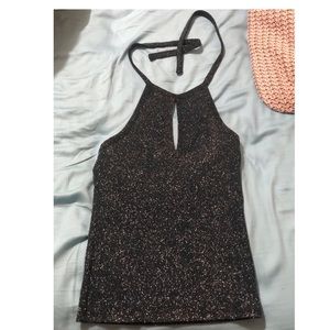 NEW topshop green glitter halter top